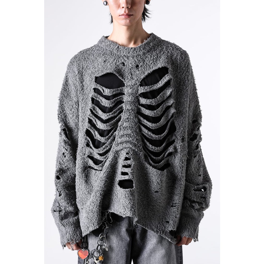 ダブレット doublet Ribcage Knit Pullover （Grey） - ファッション