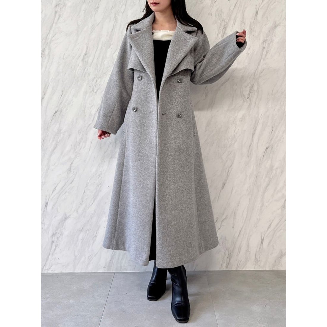 ダズリン dazzlin 2WAYカラーレディウールコート （グレー） -靴