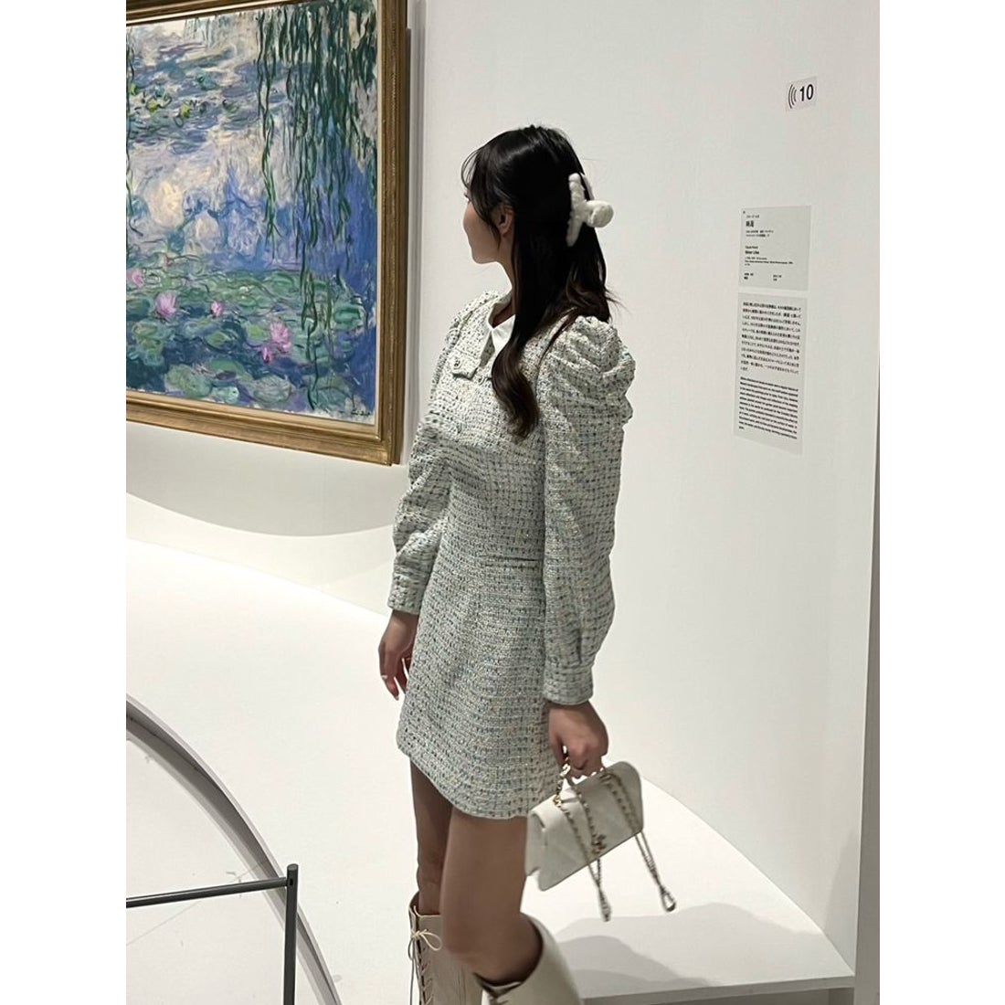 ダズリン dazzlin ツイードドッキングミニワンピース （オフホワイト