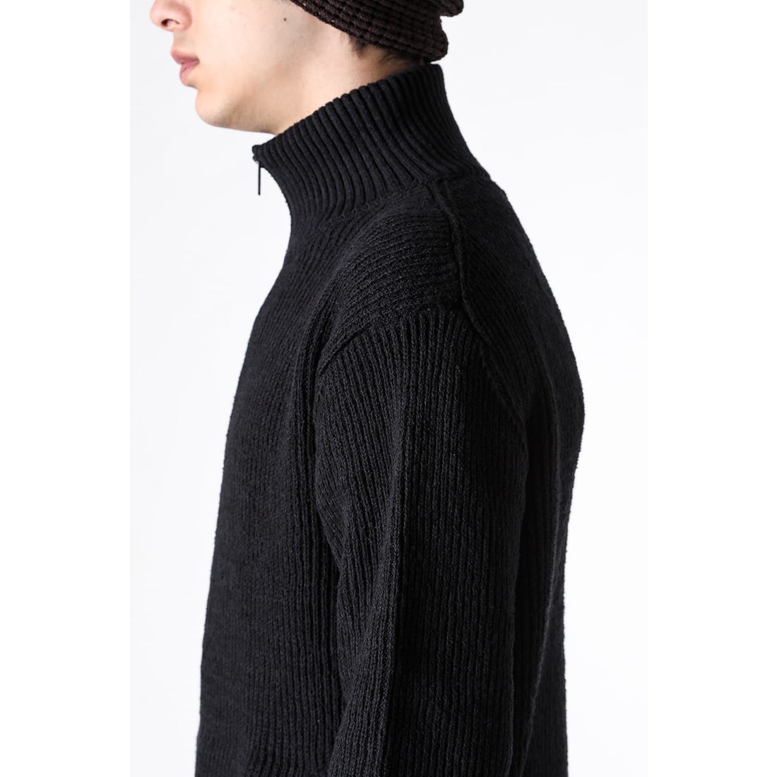 デヴォア DEVOA High Neck Knit High Twist Knit （Black） -FASCINATE