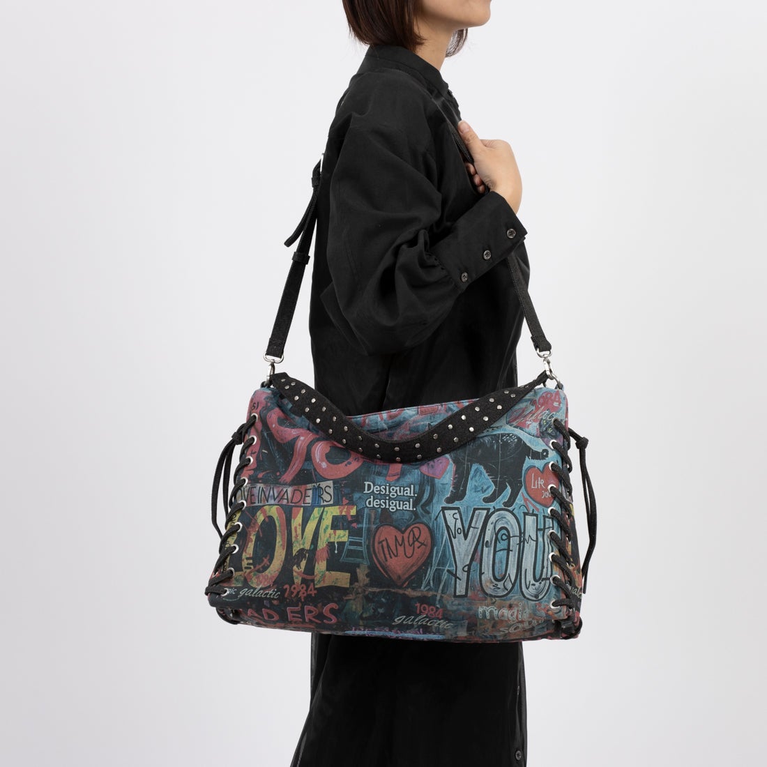 デシグアル Desigual グラフィティデニムバッグL （マルチ） -靴