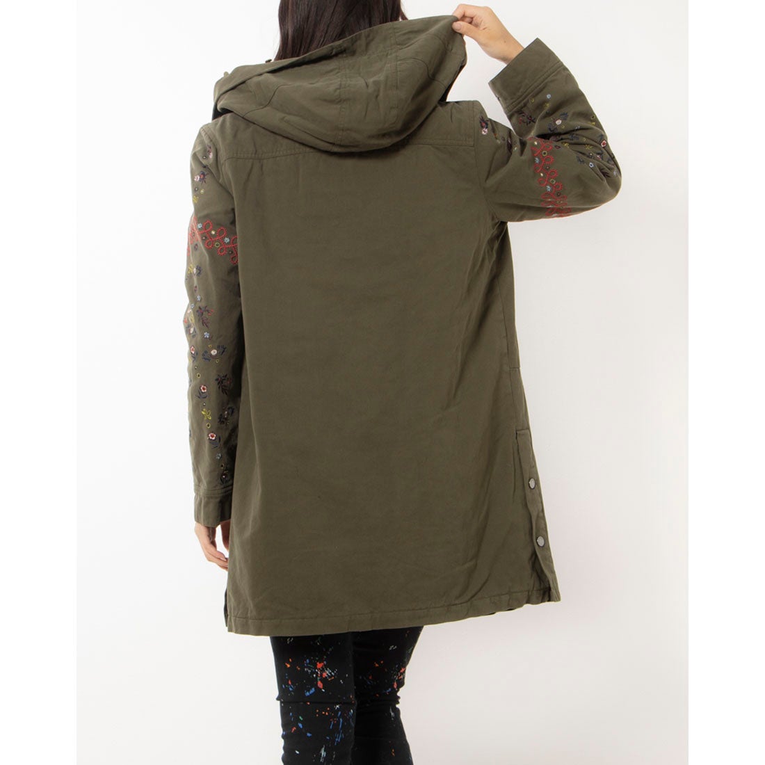 デシグアル Desigual 刺繍 フードモッズコート （グリーン） -waja