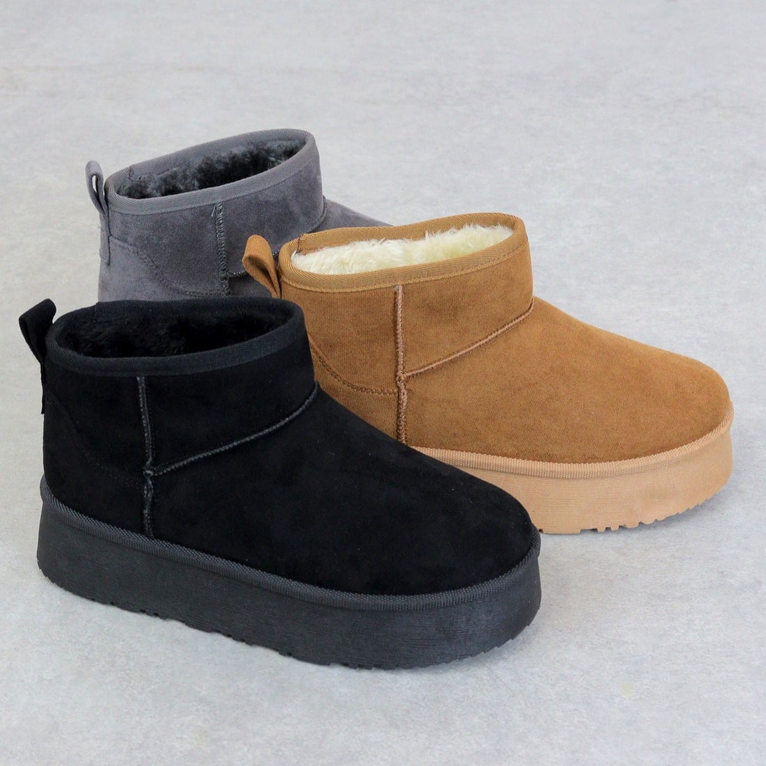 デデス Dedes 裏起毛 ボア 厚底ファーショートブーツ / 6362