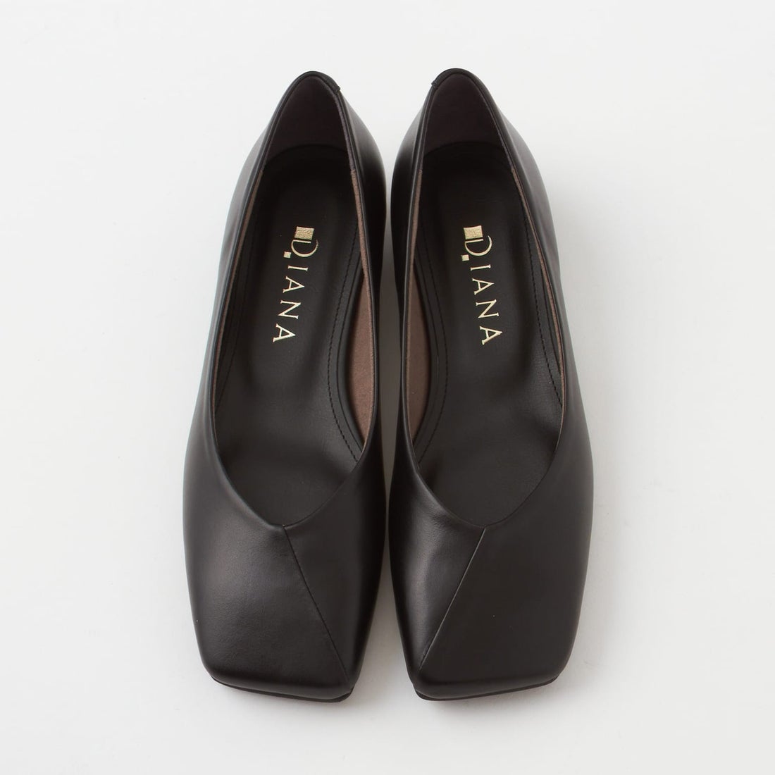 ダイアナ DIANA フラットシューズ （黒カーフ） -ファッション通販