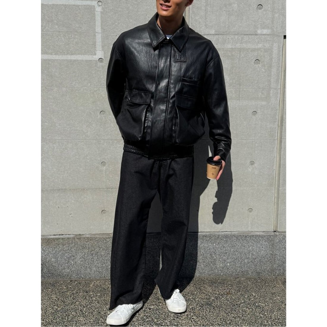 DRAW Oversized Faux Leather Blouson / ビッグシルエット フェイク