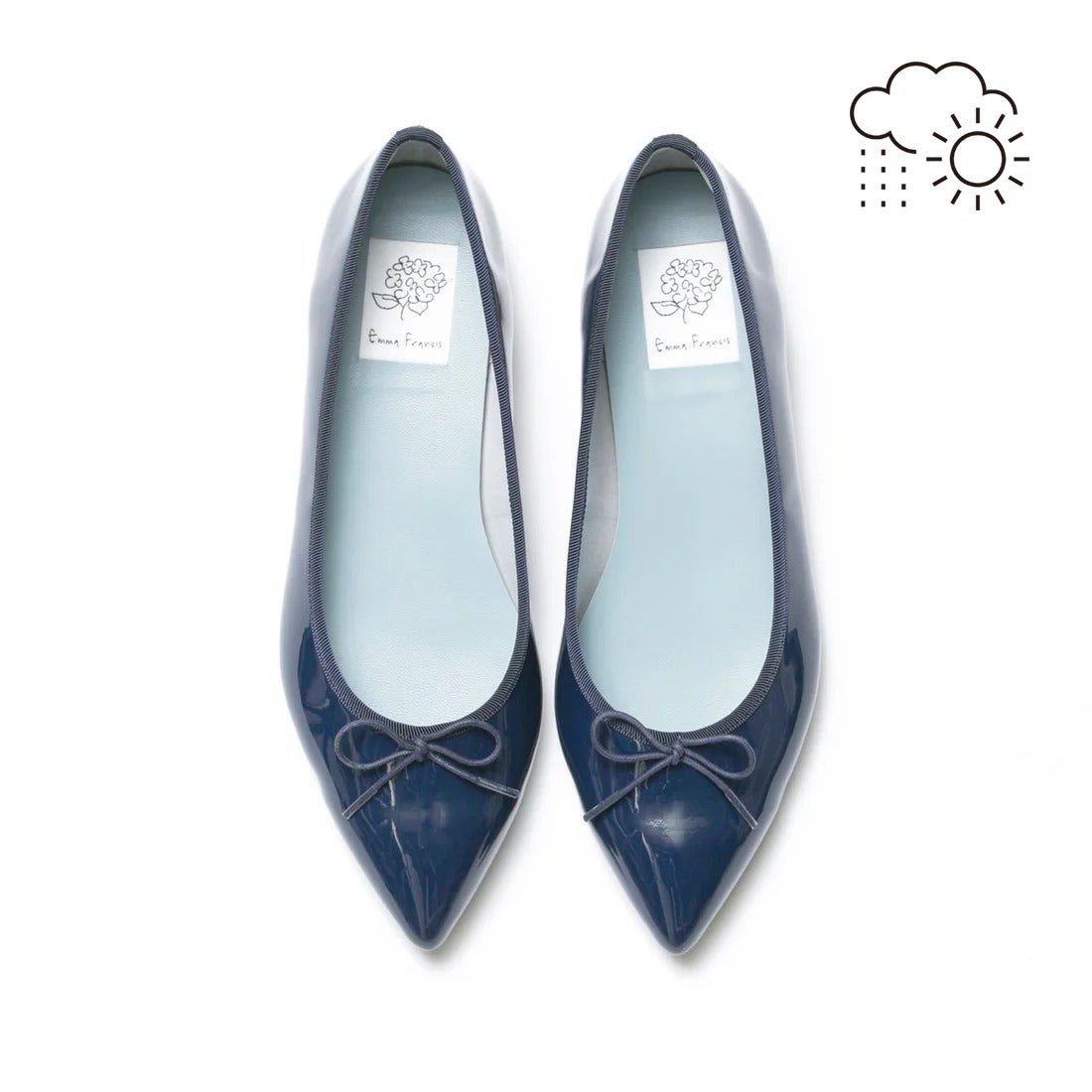 レイン対応】フラットバレエシューズ （ネイビー エナメル） -Emma