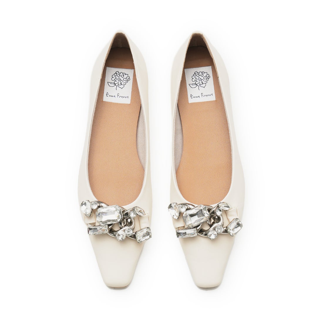 ビッグビジュー チェーンパンプス （アイボリー スムース） -Emma