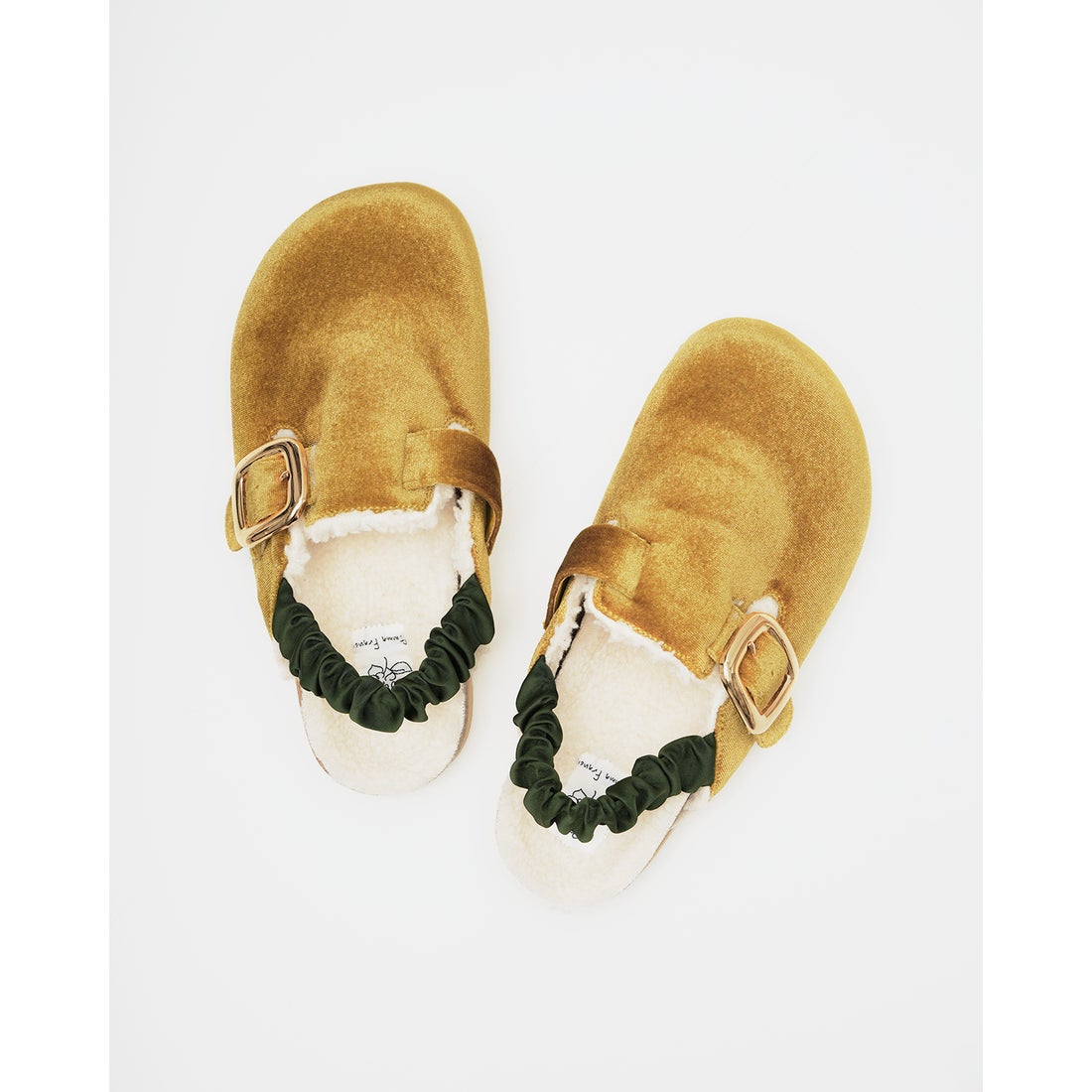 フラット サボサンダル （カーキ ベルベット） -Emma Francis / エマ