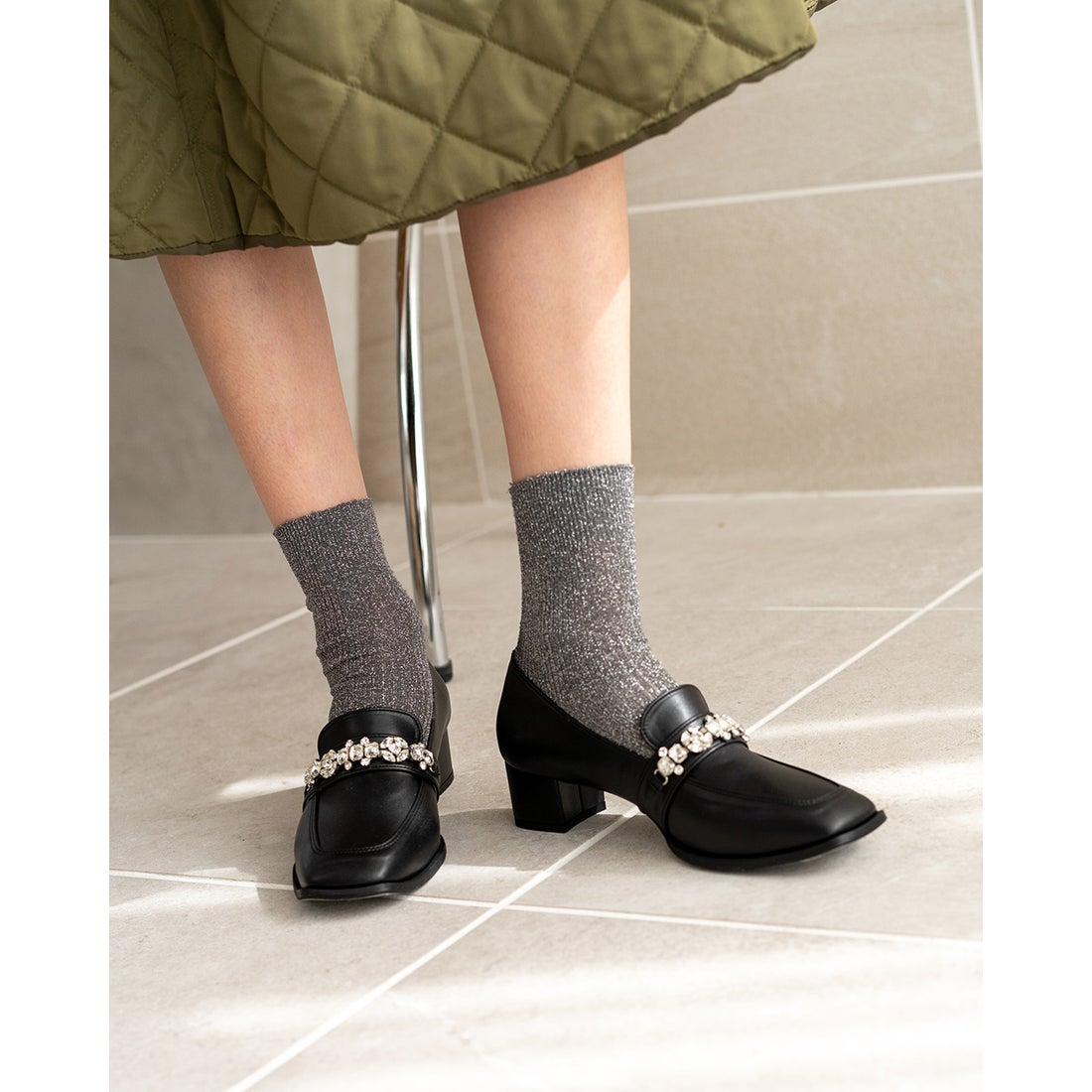 4cmヒール ローファー （ブラックスムース） -Emma Francis / エマ