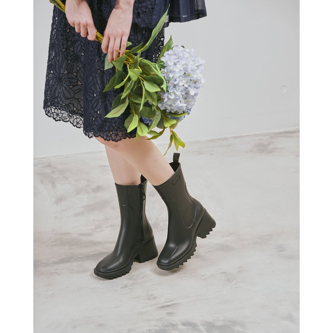 レインブーツ （ブラック ラバー） -Emma Francis / エマ フランシス