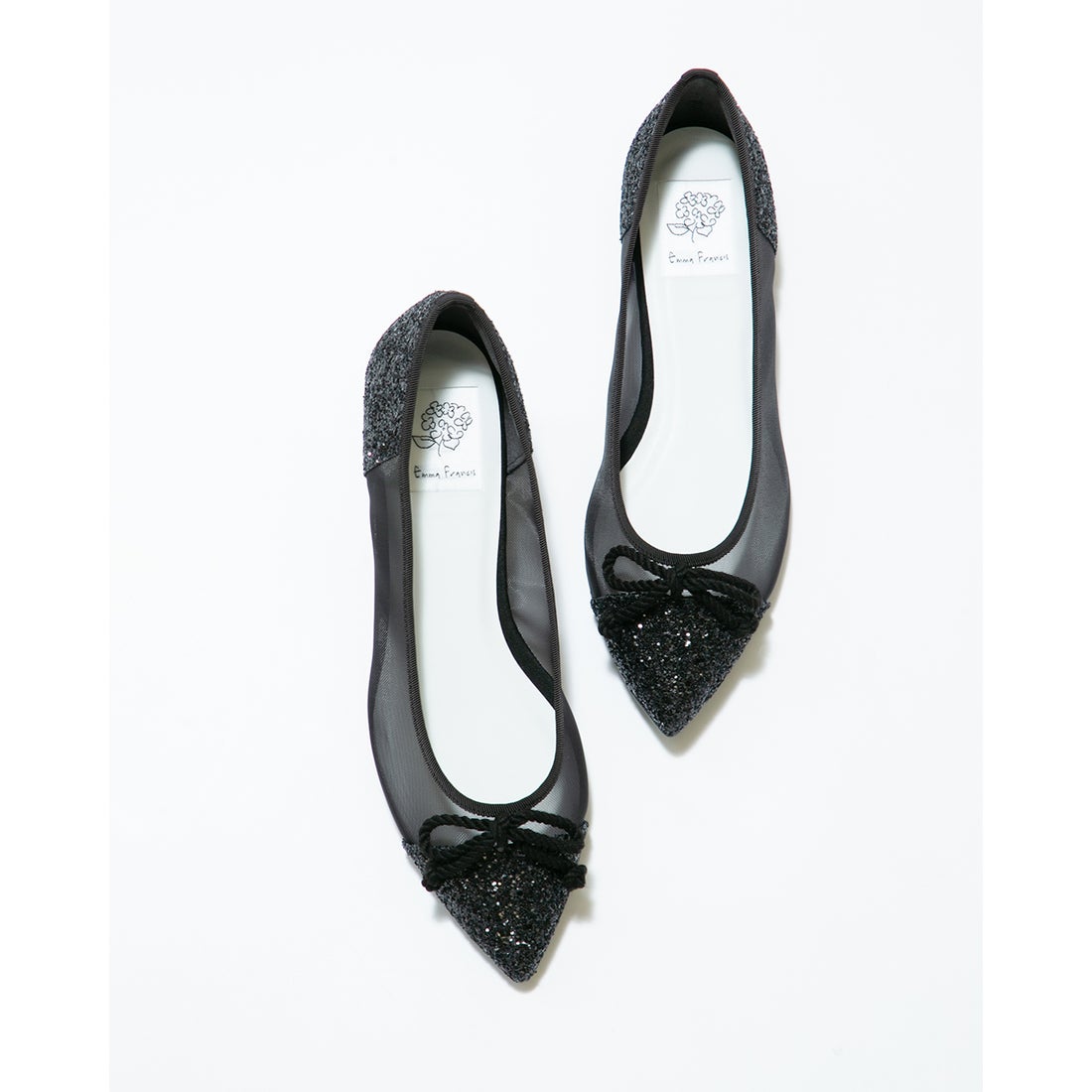 フラット バレエシューズ （ブラック チュール） -Emma Francis / エマ