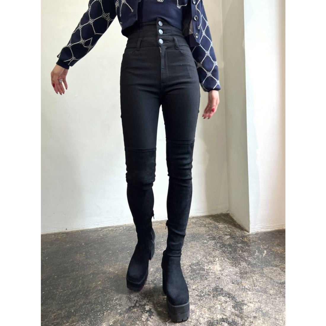 EMODA スクエアタンクロングブーツ（ブラック） -靴＆ファッション通販