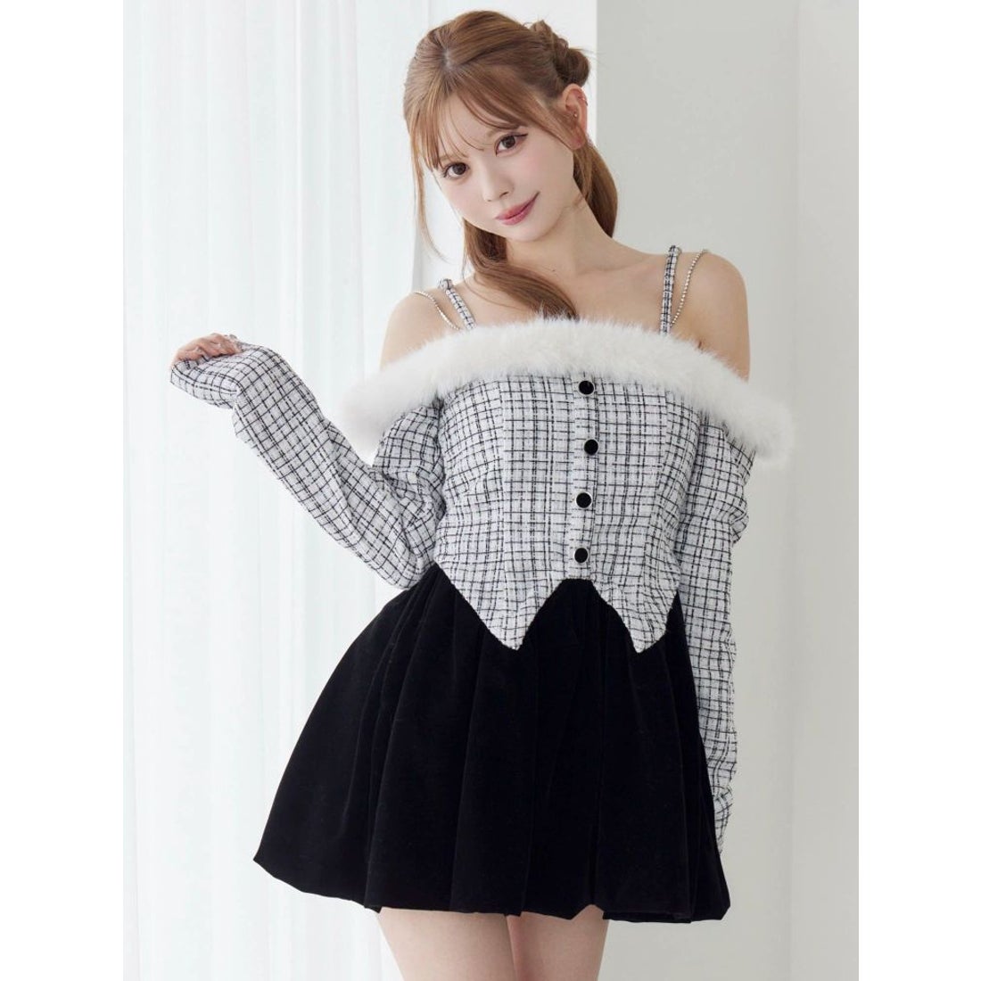 イートミー EATME ビジューストラップミニワンピース （ブラック