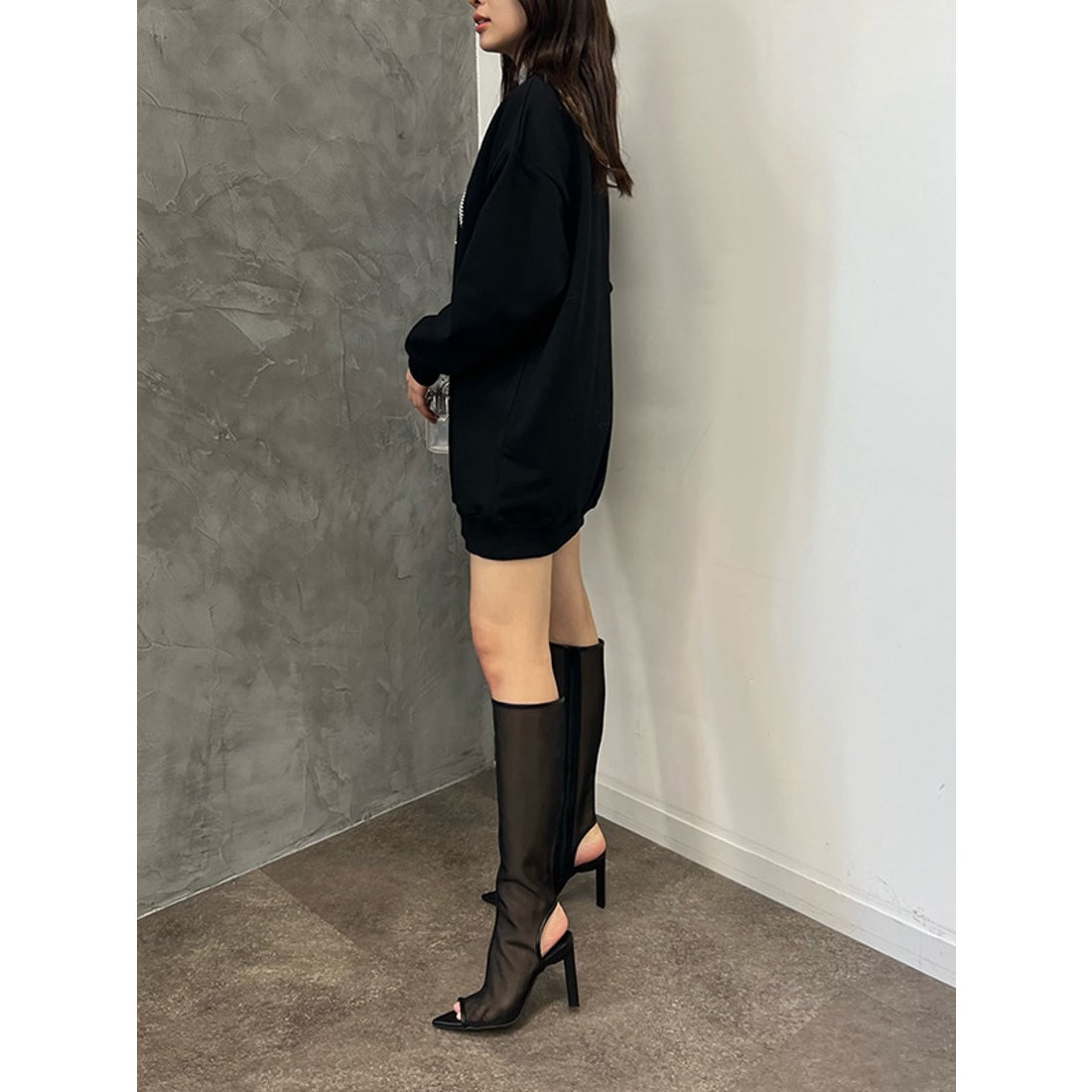 エイミーイストワール EIMY ISTOIRE オープントゥシアーロングブーツ