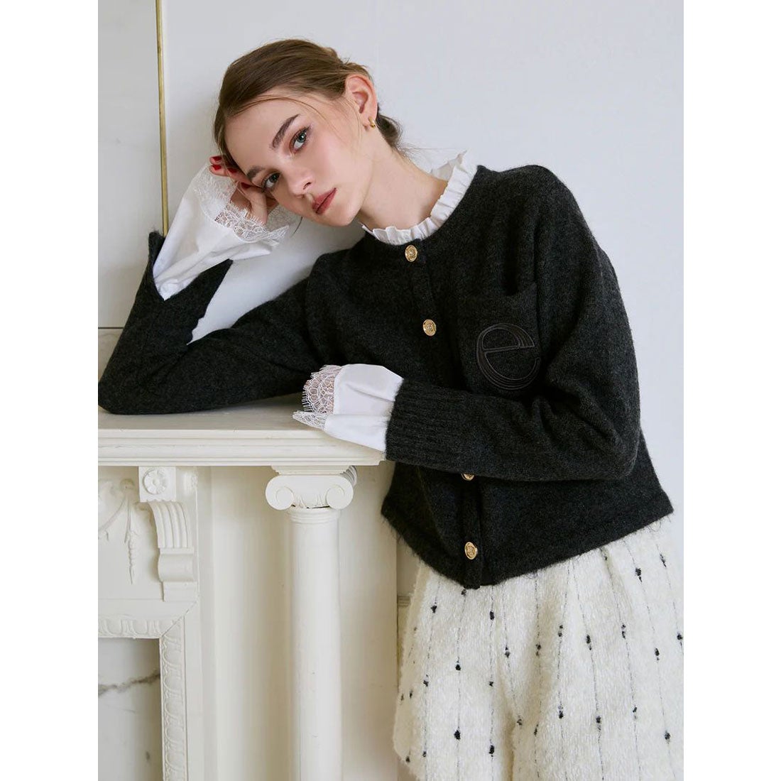 エイミーイストワール EIMY ISTOIRE Attachedcollrモヘアカーディガン