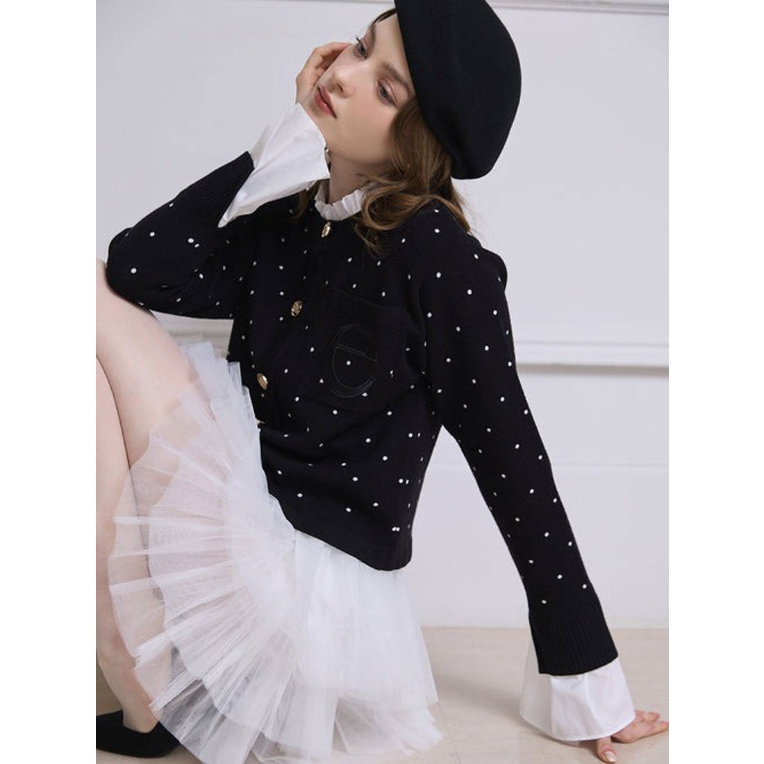 エイミーイストワール EIMY ISTOIRE Attached collar ニット