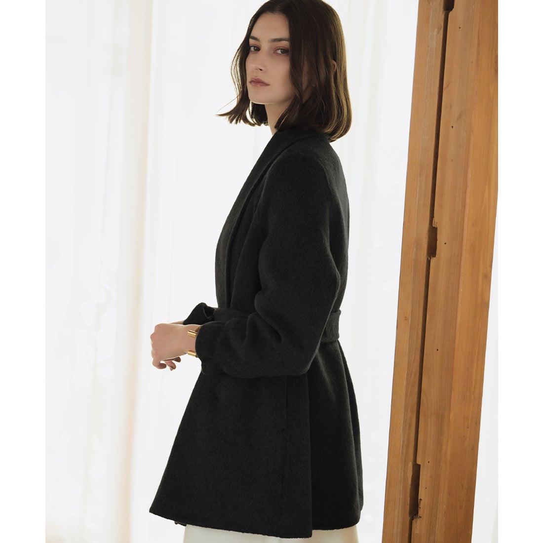 エルフランク ELFRANK 【ウール90％＋アルパカ10％】ショールカラー