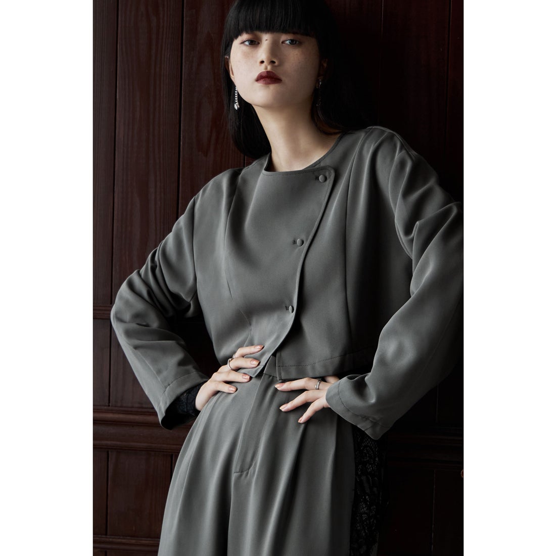 エトル etoll. セットアップパンツドレス アシメデザインジャケット