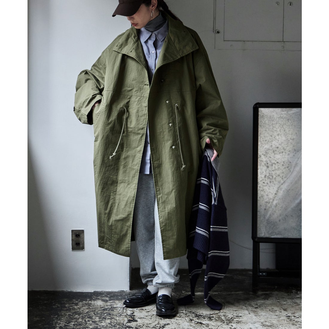エトル etoll. スタンドカラーミリタリーコート （カーキ
