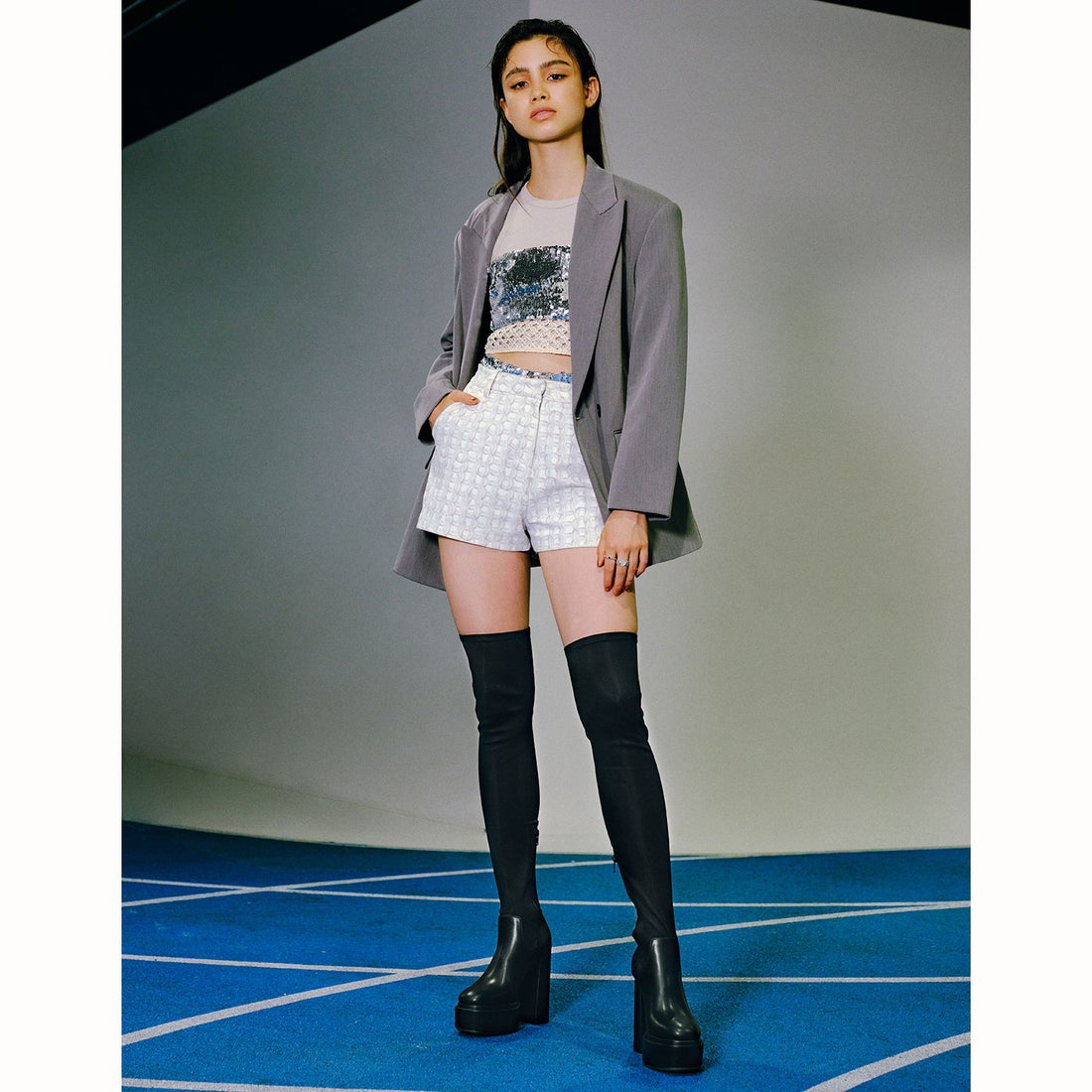 EVOL/イーボル】 厚底ストームストレッチロングブーツ IV5210