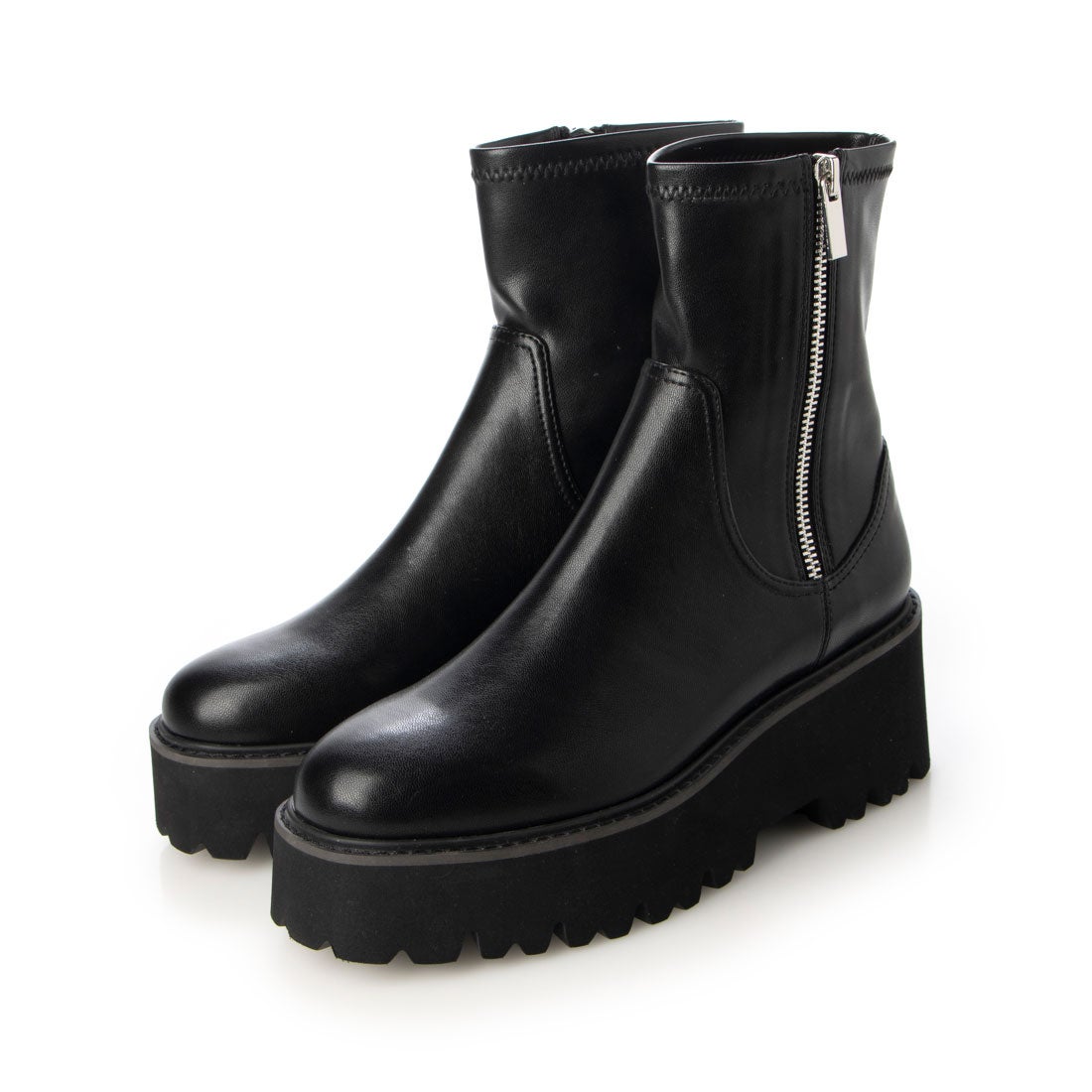 EVOL/イーボル】 厚底サイドジップストレッチブーツ IX5468 （ブラック