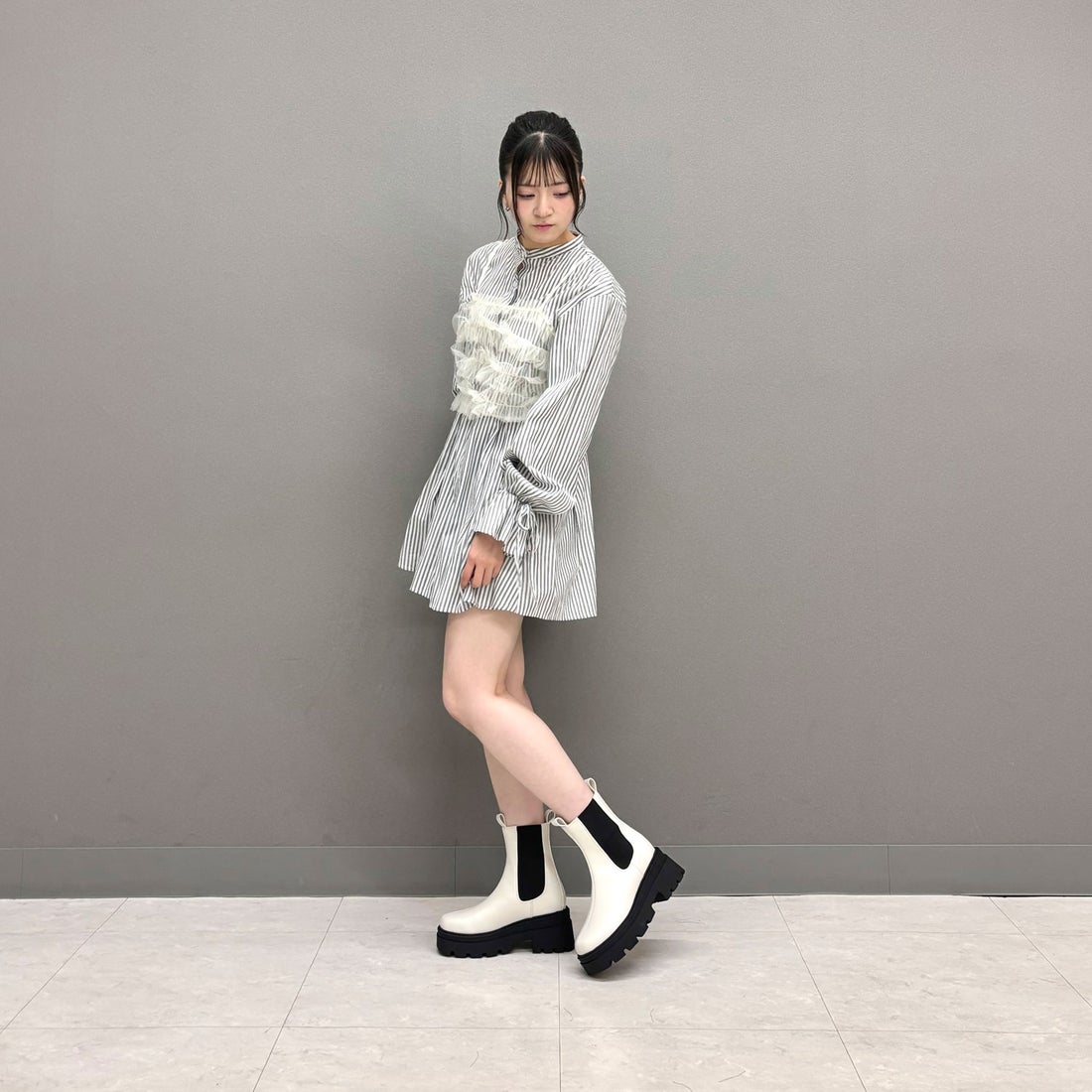 EVOL/イーボル】 2段ソール厚底サイドゴアブーツ IX5472 （アイボリー