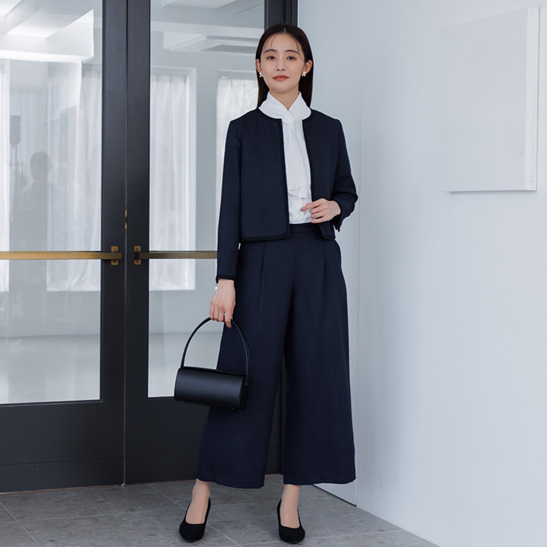 フォルムフォルマ form forma ノーカラーツイードジャケット＆ワイド