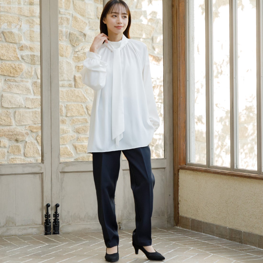 form forma 単品ボウタイ付きブラウス/ウォッシャブル対応/セレモニー