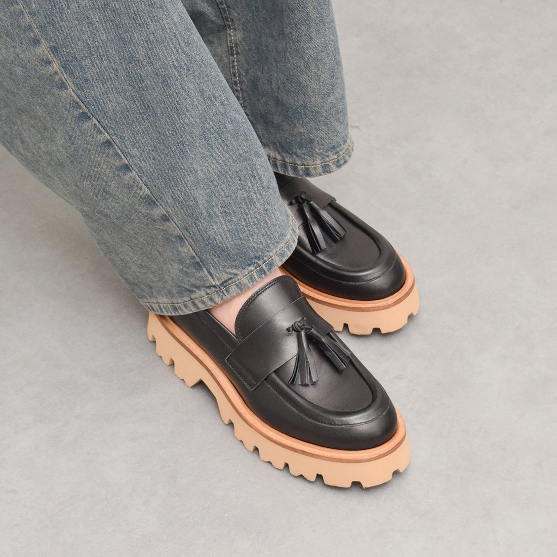 ファビオルスコーニ FABIO RUSCONI ラウンドトウ厚底タッセル