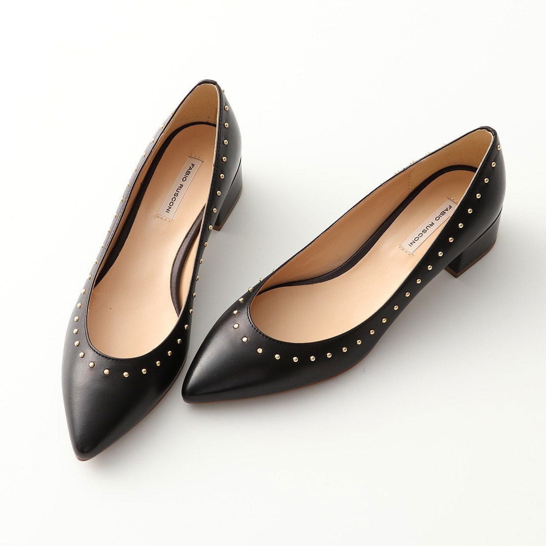 〇ファビオルスコーニ FABIO RUSCONI スタッズパンプス （ブラック