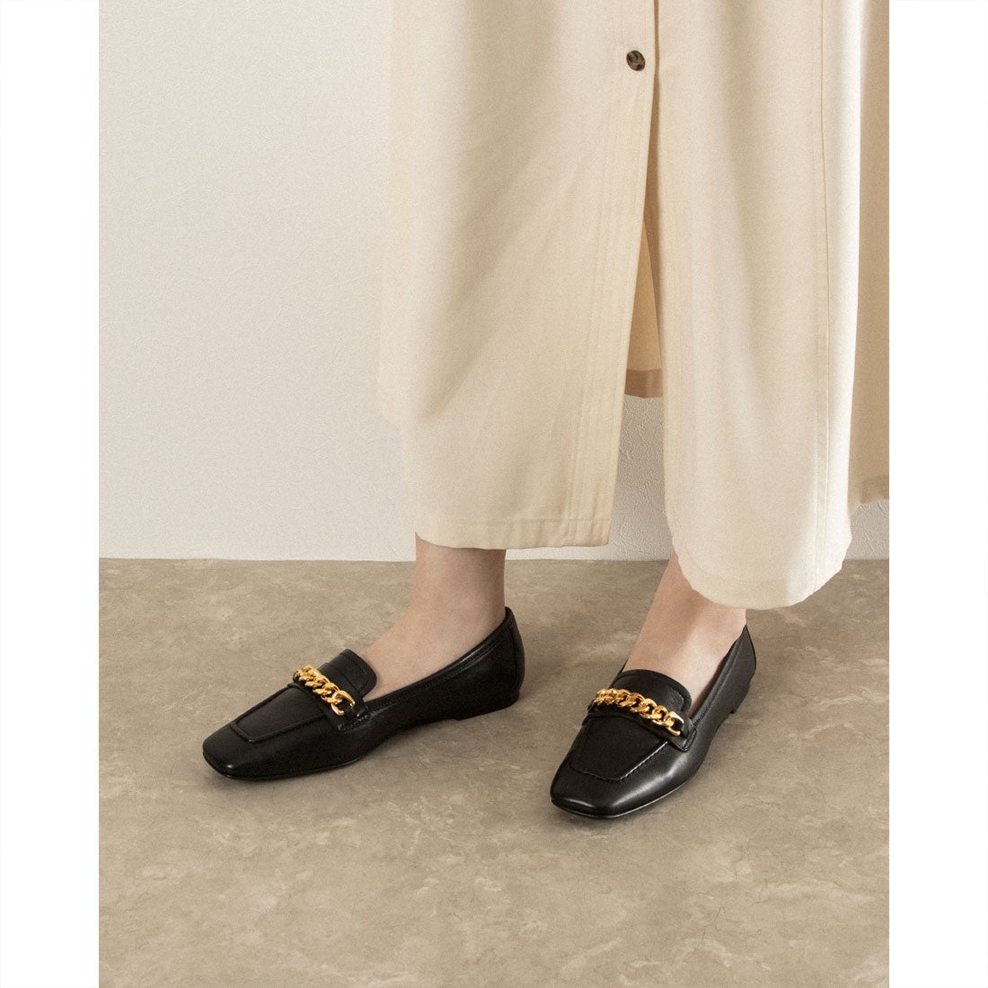 ORSOO mica ブラック 牛革 フラットシューズ 24.5 ORSOO mica ブラック