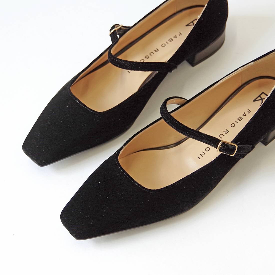 ファビオルスコーニ FABIO RUSCONI スクエアトゥベロア メリージェーン