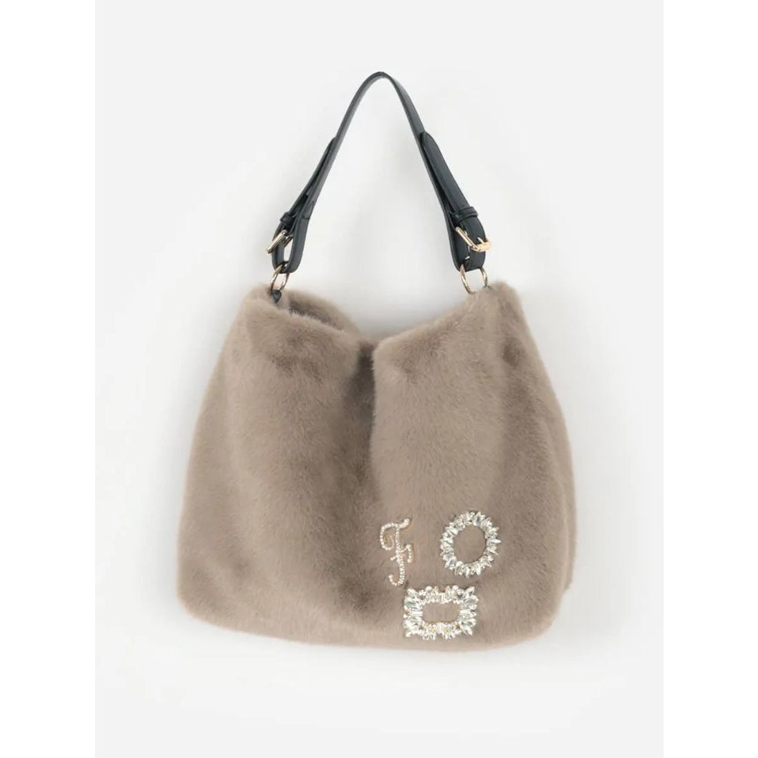 フェンネル FENNEL ビジューブローチ付きフェイクファートートバッグ