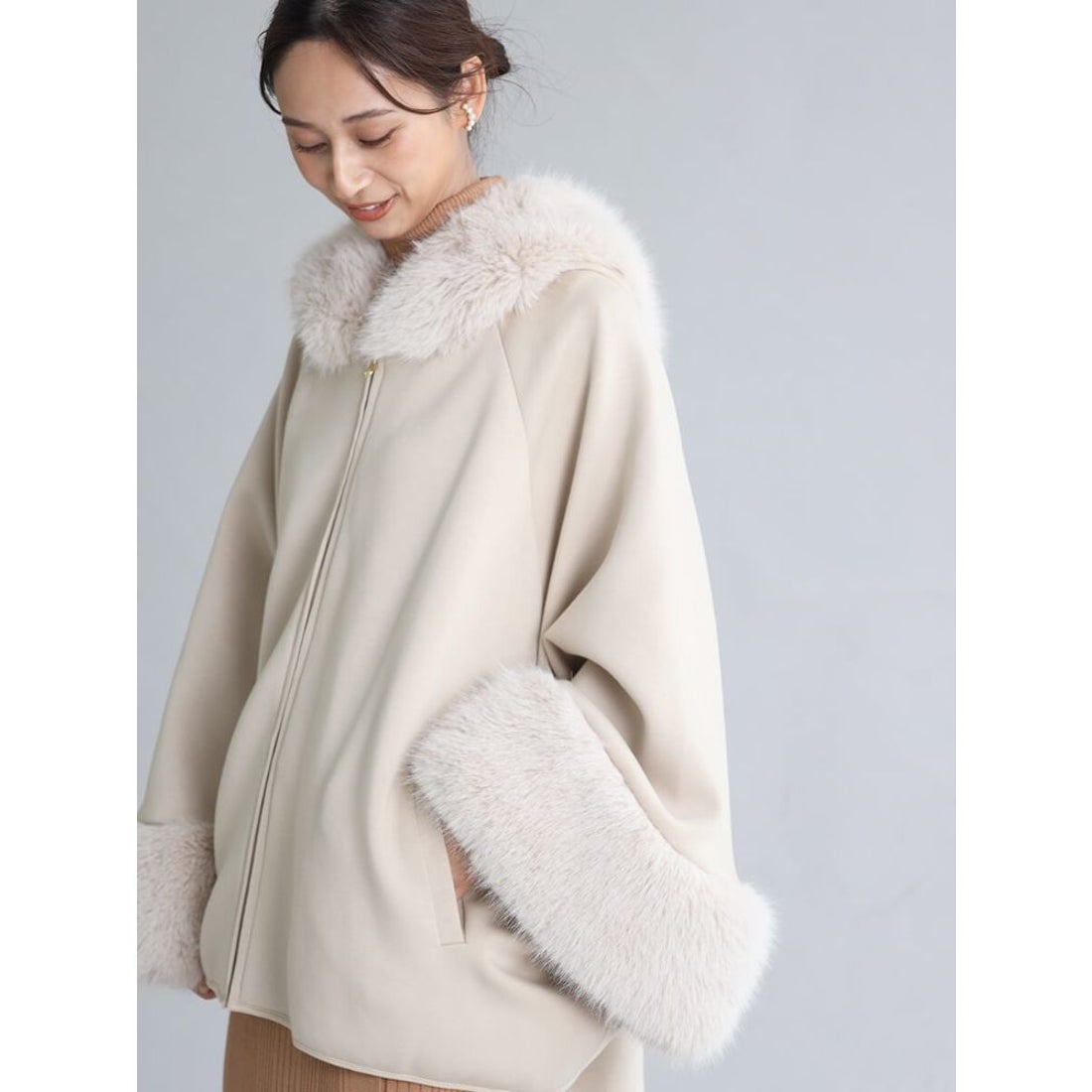 フェンネル FENNEL ポンチョライクファーコート （サンドベージュ