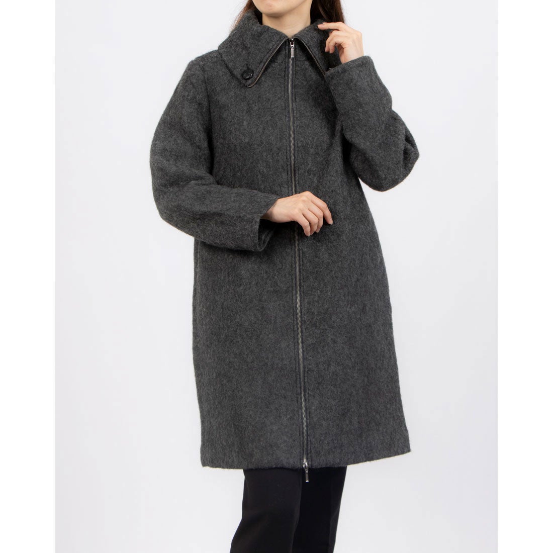 ファイン FINE スライバーニットコート （チャコール） -ファッション