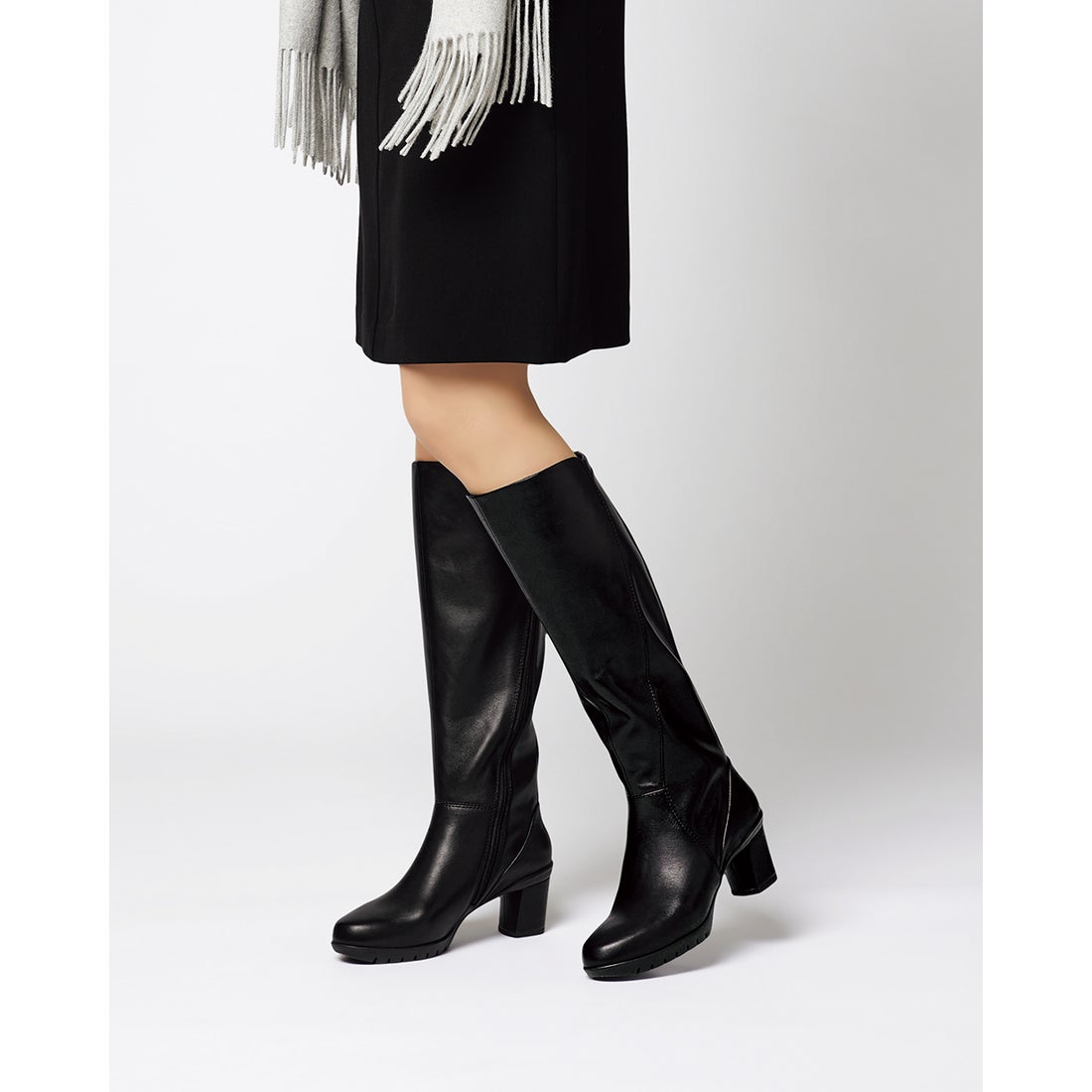 フレックスヒールストレッチロングブーツ （ブラック） -fitfit