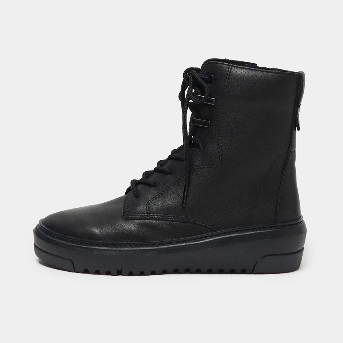 レースアップジップブーツ （ブラック×ブラック） -fitfit(フィット