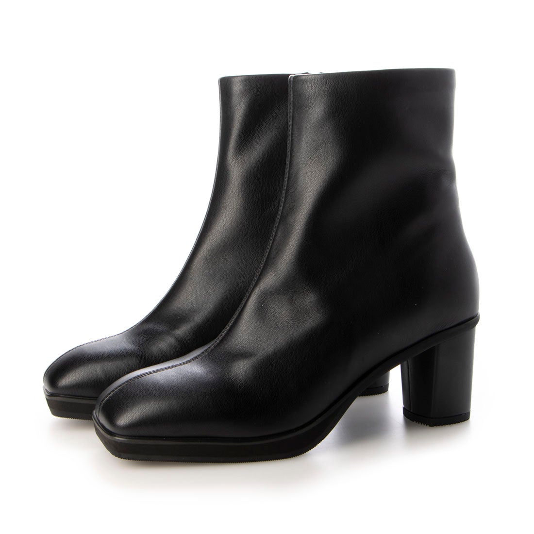 撥水フレックスヒールスクエアトゥブーツ （ブラック） -fitfit