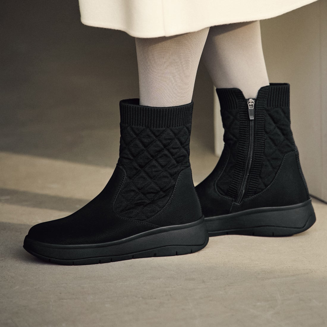 防水ニットブーツ651 （ブラック×ブラック） -fitfit(フィットフィット