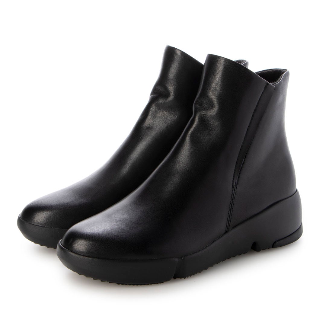 ソフトレザーミドルブーツ （ブラック） -fitfit(フィットフィット