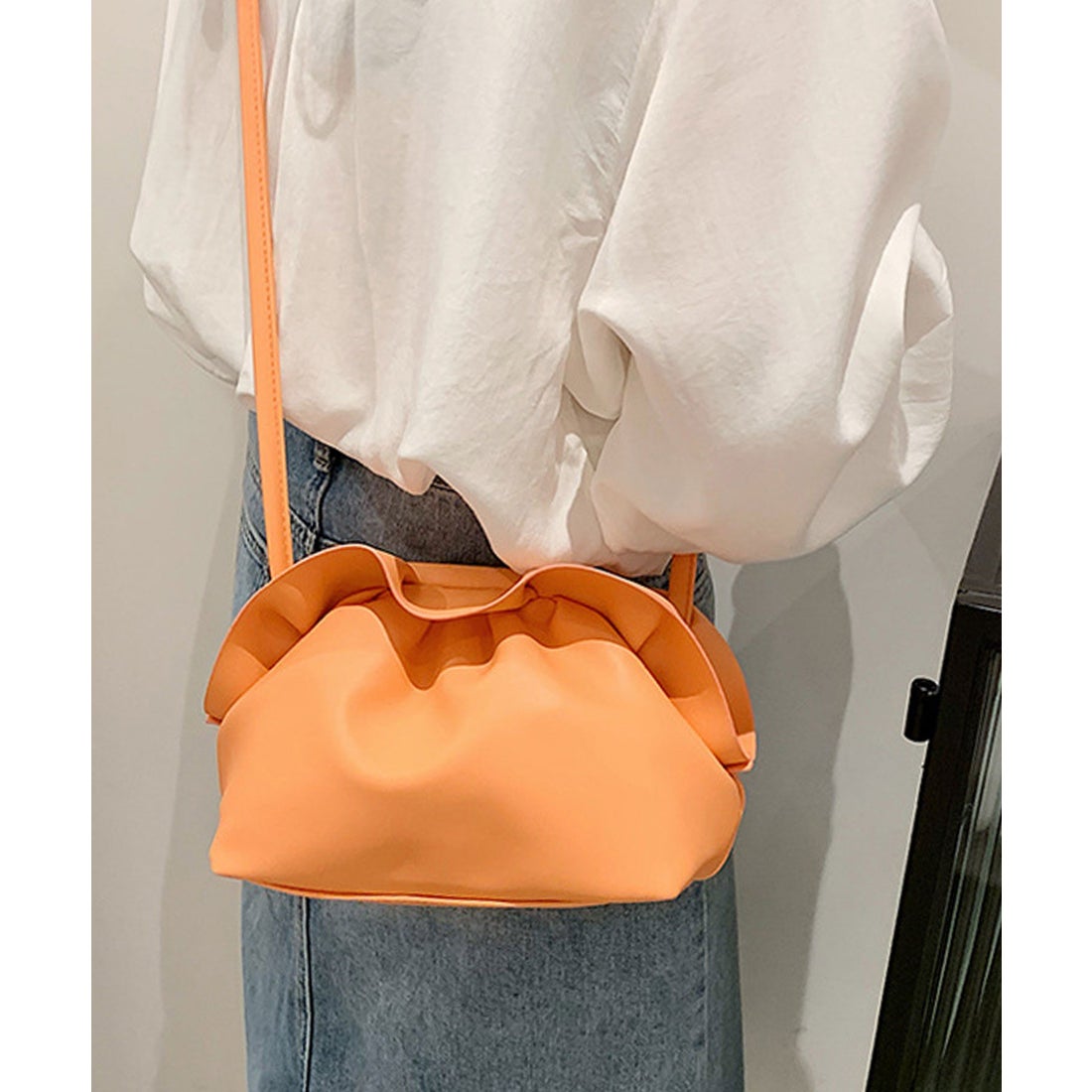 フロージュ florge 【6色展開】がま口フリルデザインのミニレザー