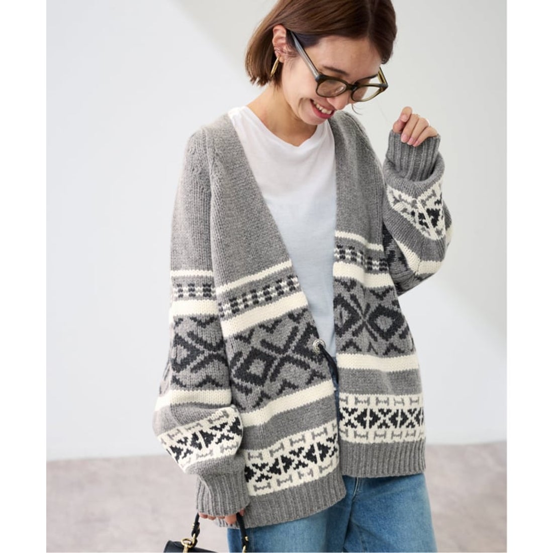 フレームワーク FRAMeWORK ≪≫ジャガードカーディガン （グレーA