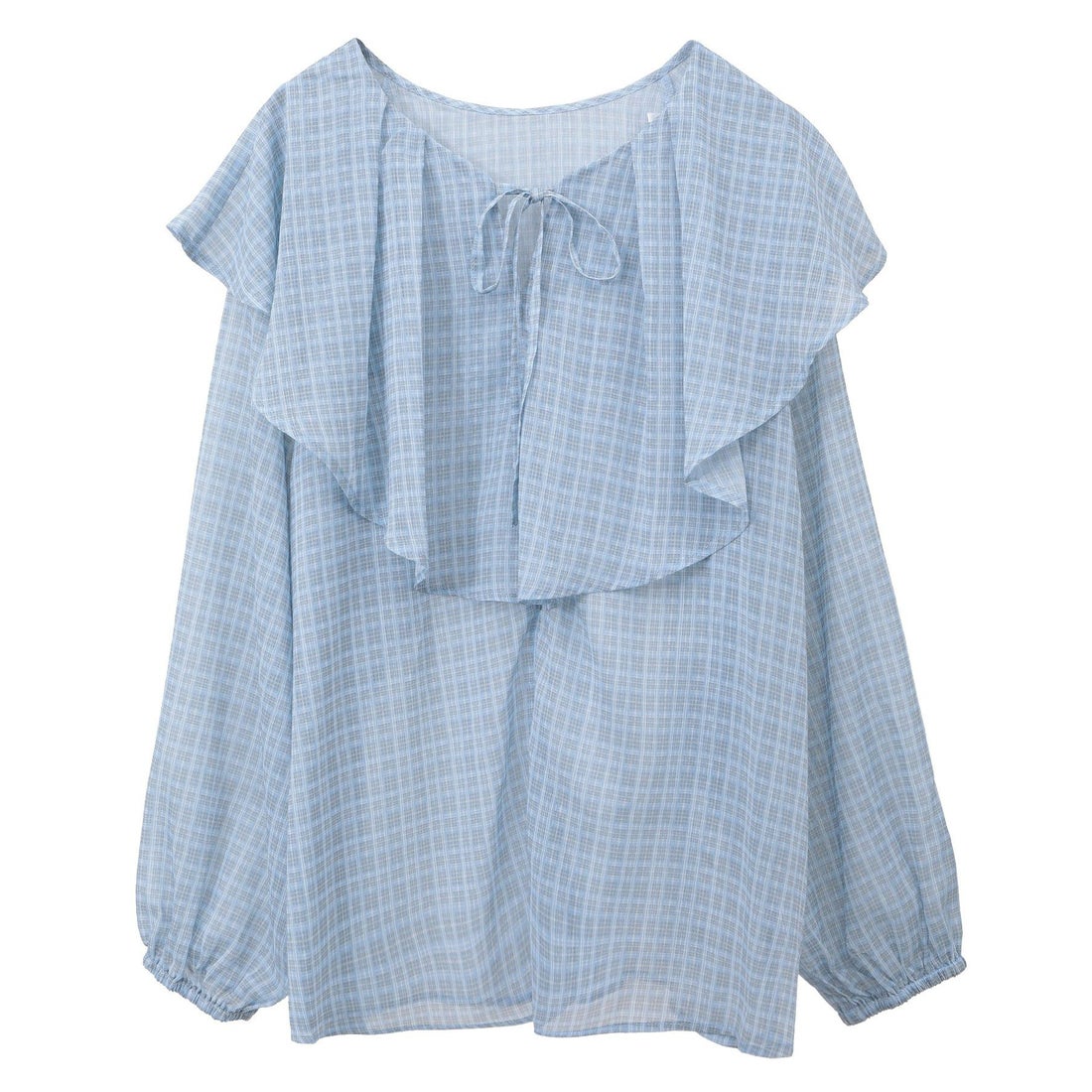 グリーン パークス Green Parks チェックシアーフリルブラウス