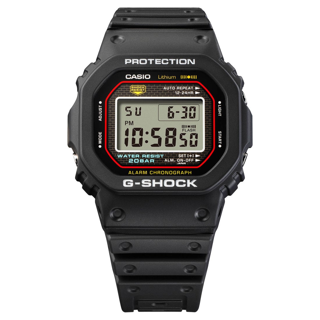 G-SHOCK】初代G-SHOCK復刻モデル / DW-5000R-1AJF （ブラック×レッド