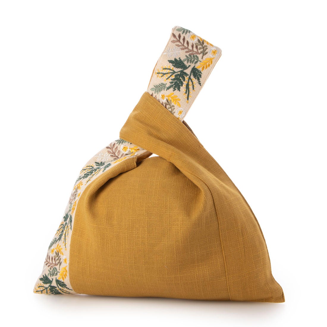 カンカン KANKAN ミモザ刺繍ノットバッグ （イエロー） - ファッション