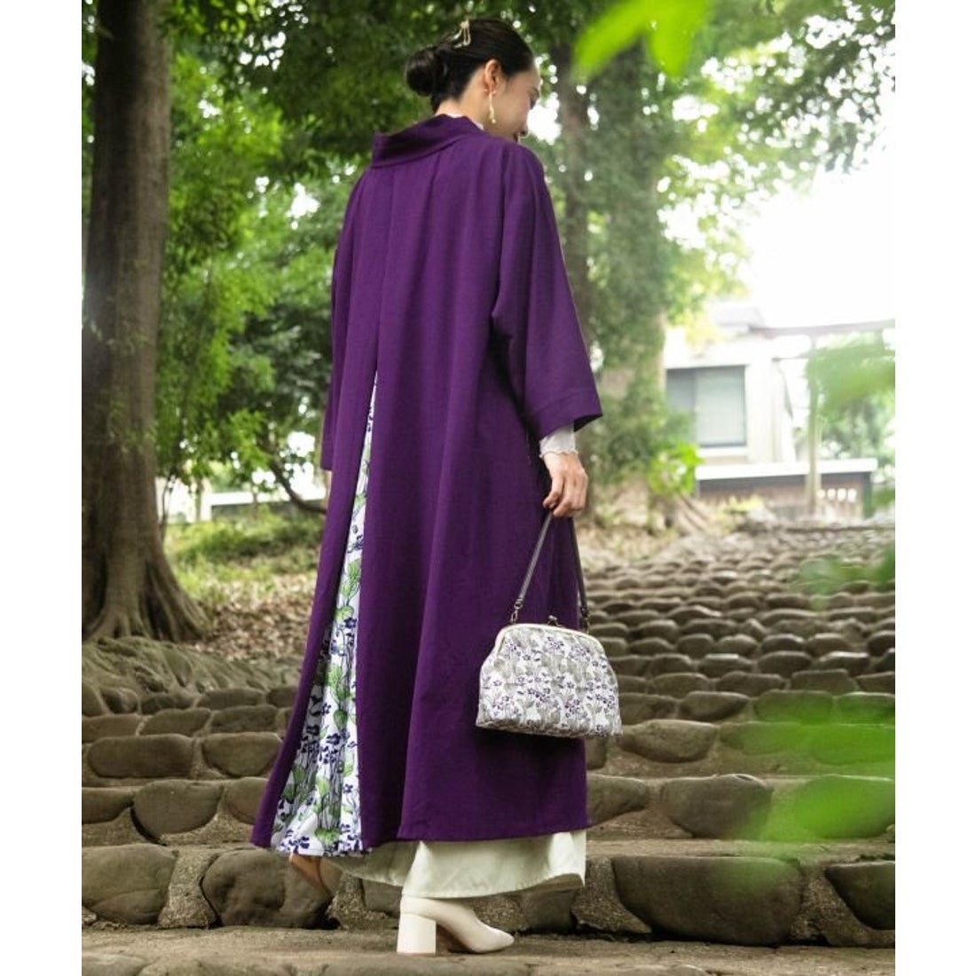 カヤ カヤ 四季の春風八掛新ワンピース （バイオレット） -靴