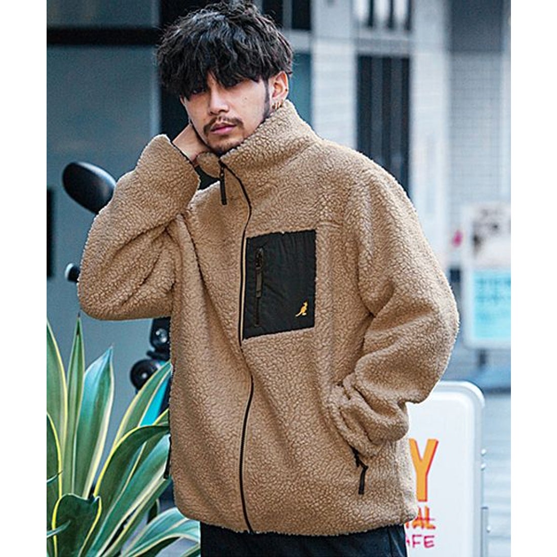 カンゴール KANGOL KANGOL ロゴ刺繍入りハイネックジップアップ長袖