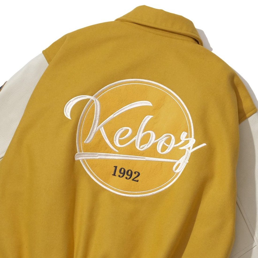ケボズ KEBOZ MELTON & LEATHER VARSITY JACKET （MUSTARD） -靴