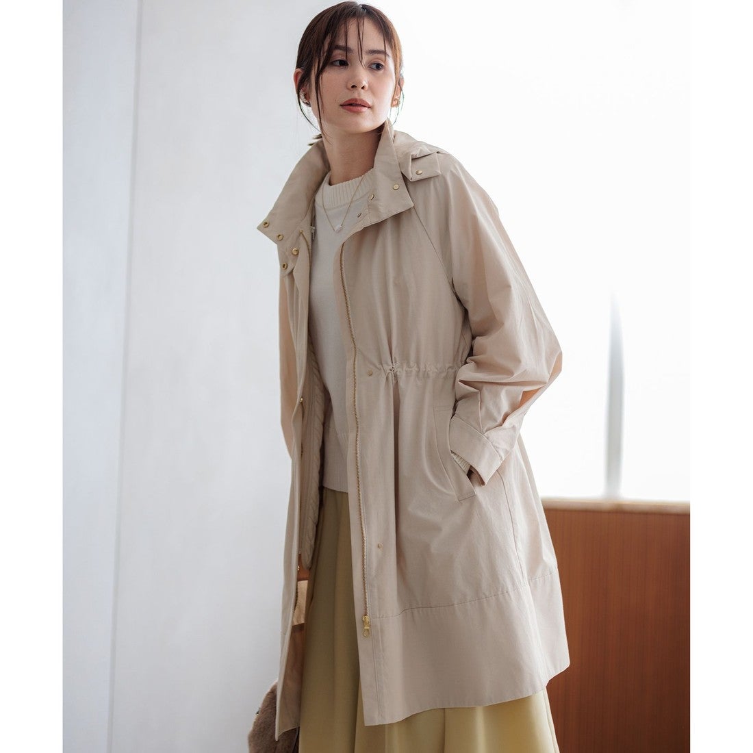 組曲 【WEB限定】ライナー付きモッズ コート （アイボリー系） -靴