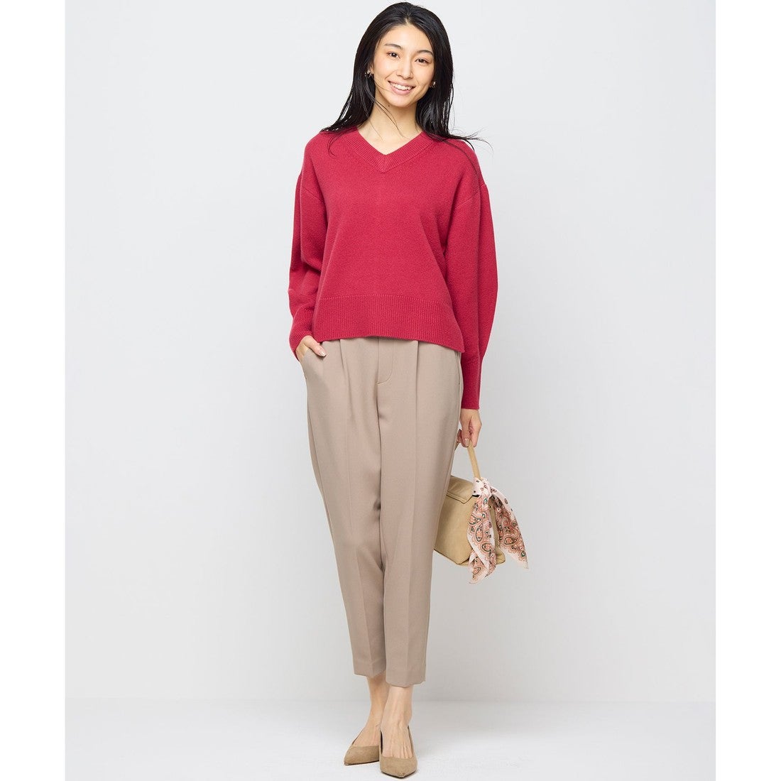 組曲 【8色展開・手洗い可】ウールカシミヤミックス Vネックニット